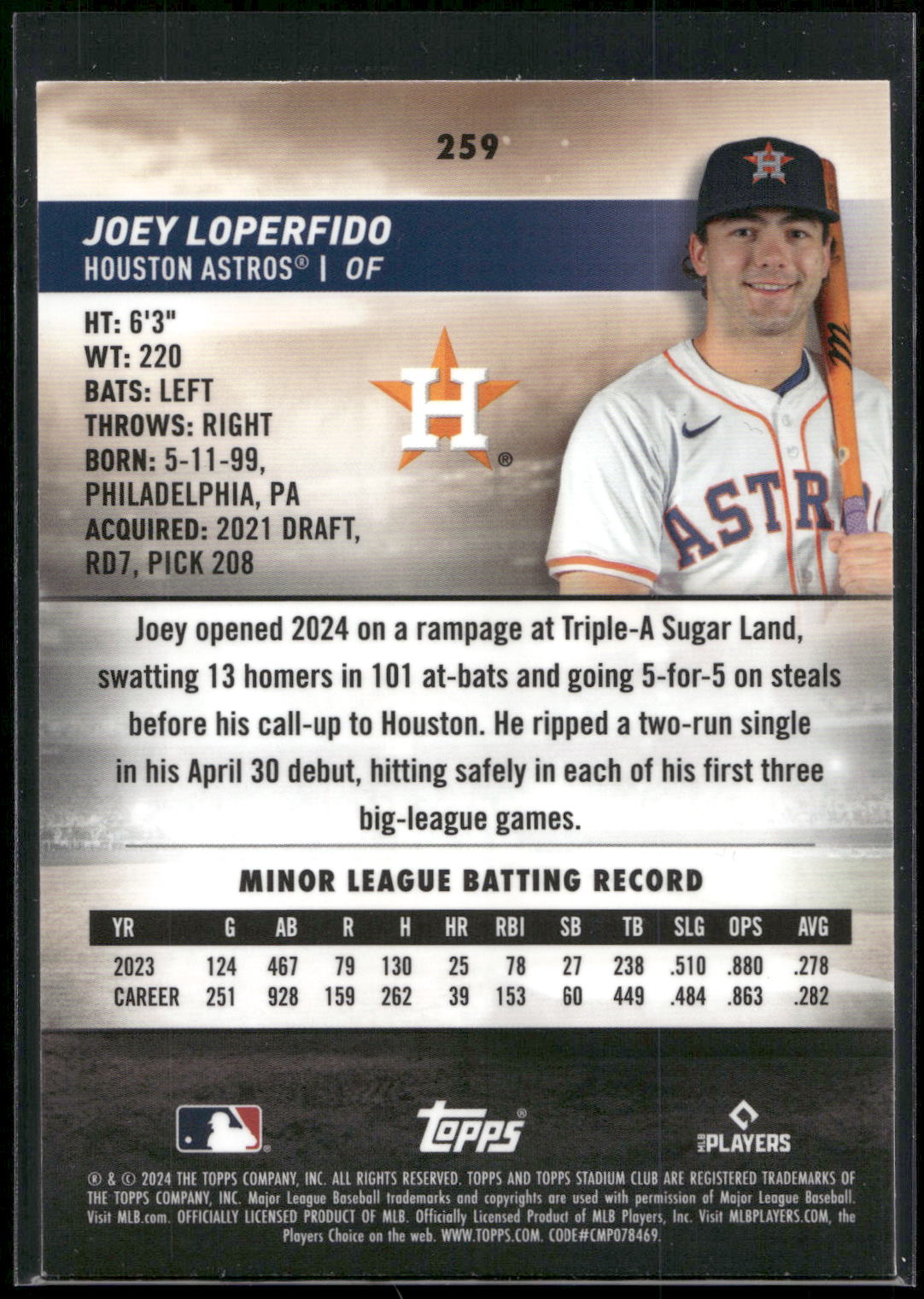 2024 Stadium Club #259 Joey Loperfido Chrome