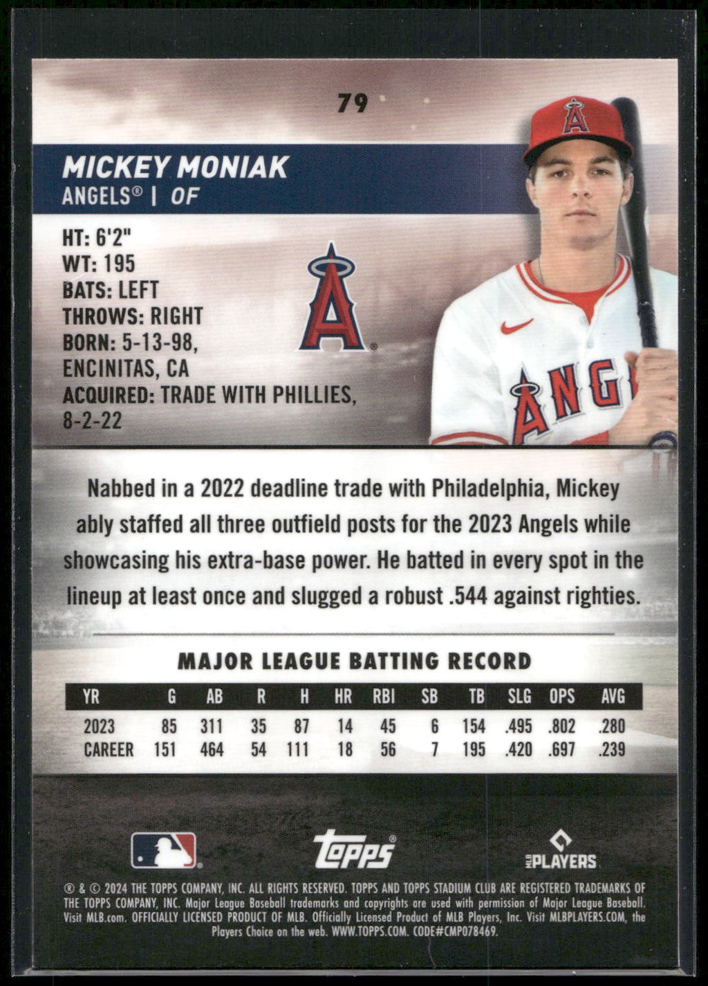 2024 Stadium Club #79 Mickey Moniak Chrome
