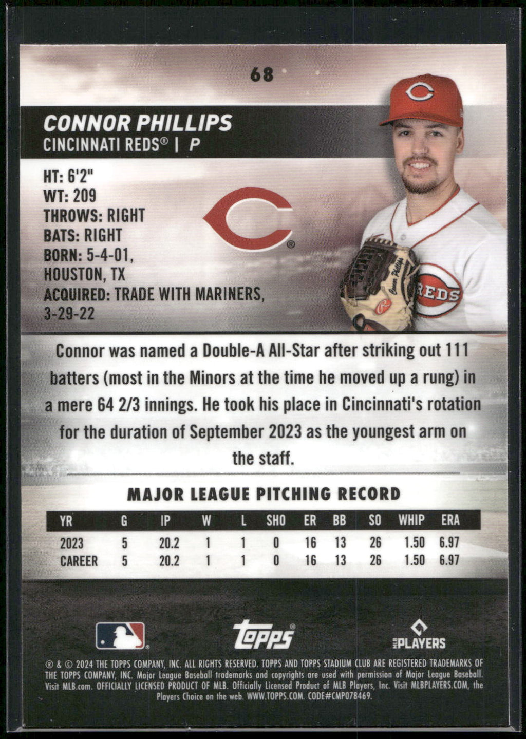 2024 Stadium Club #68 Connor Phillips Chrome