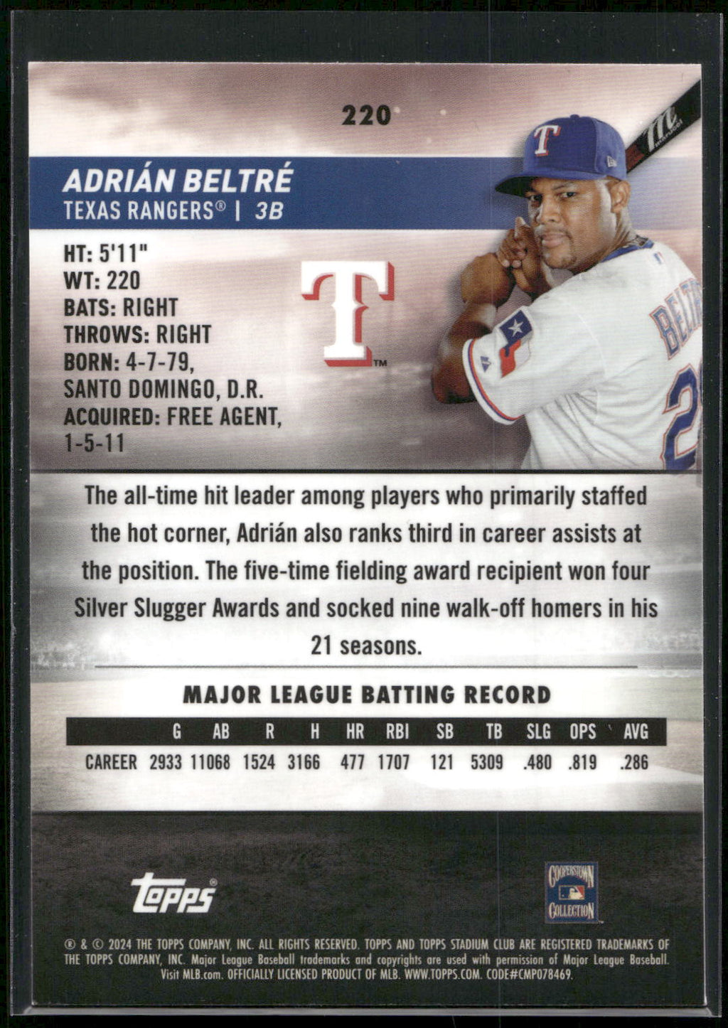 2024 Stadium Club #220 Adrián Beltré Chrome
