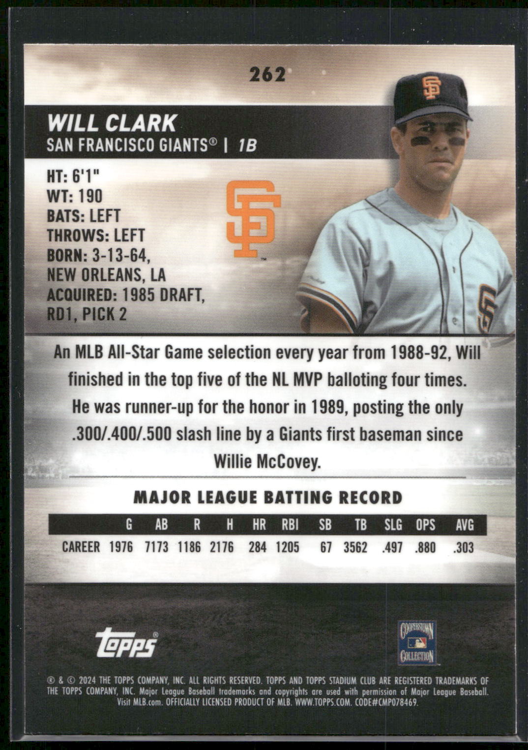 2024 Stadium Club #262 Will Clark Chrome