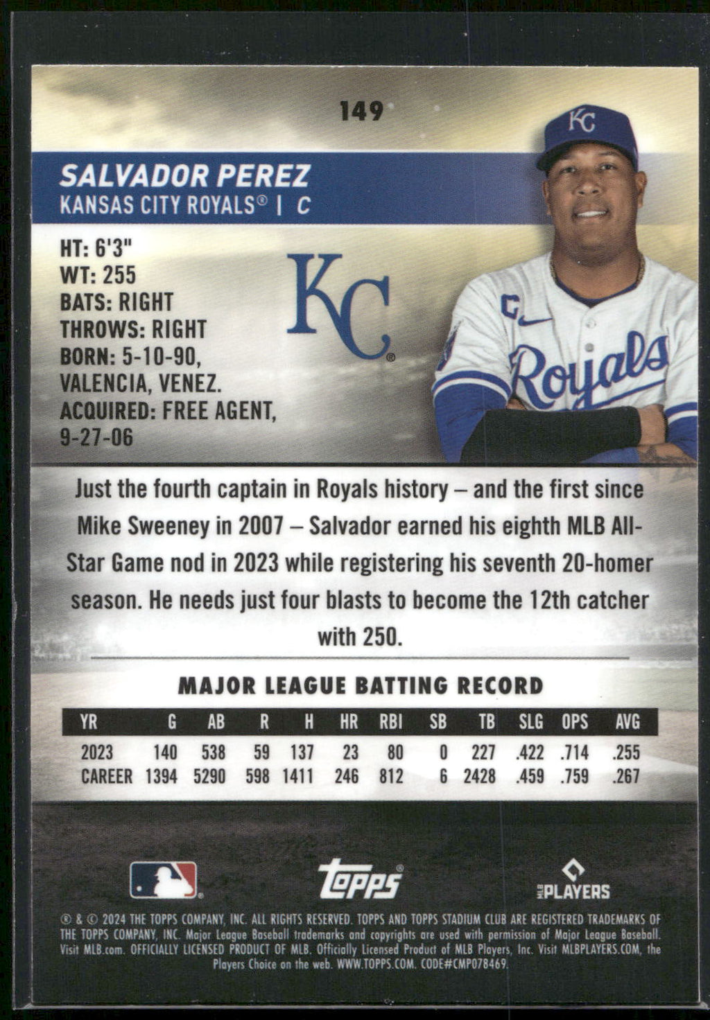 2024 Stadium Club #149 Salvador Perez Chrome