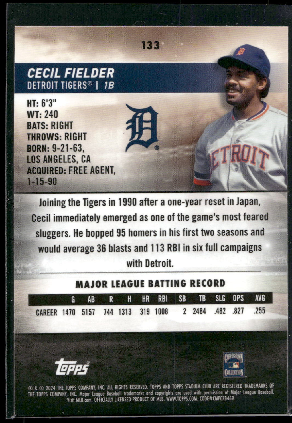 2024 Stadium Club #133 Cecil Fielder Chrome