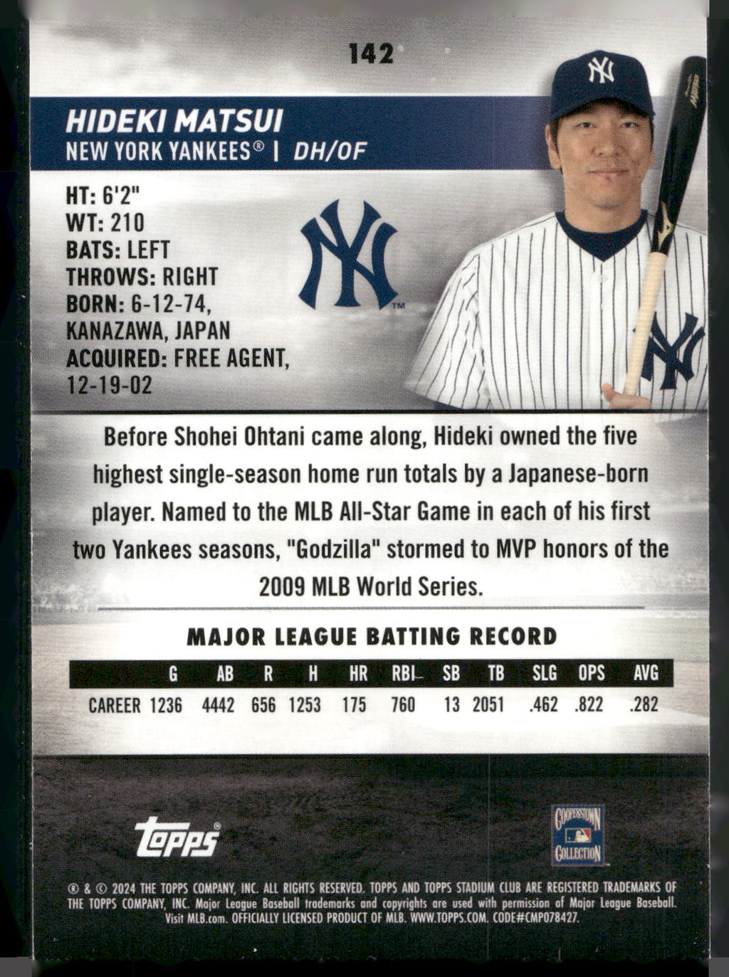 2024 Stadium Club #142 Hideki Matsui Pink Foil