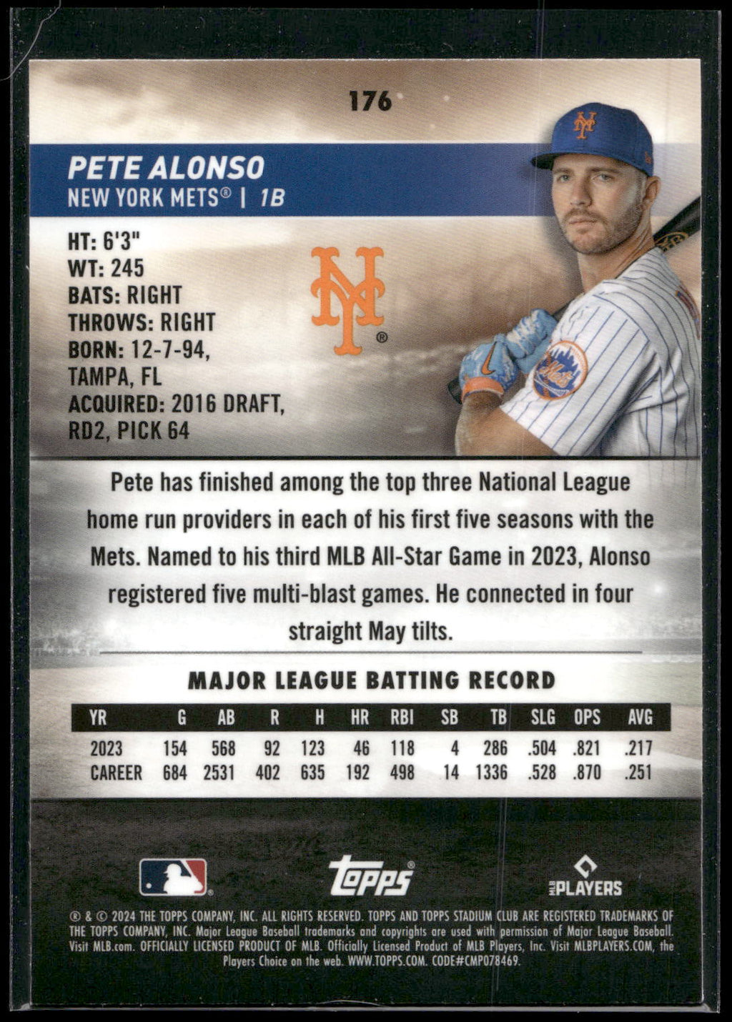 2024 Stadium Club #176 Pete Alonso Chrome