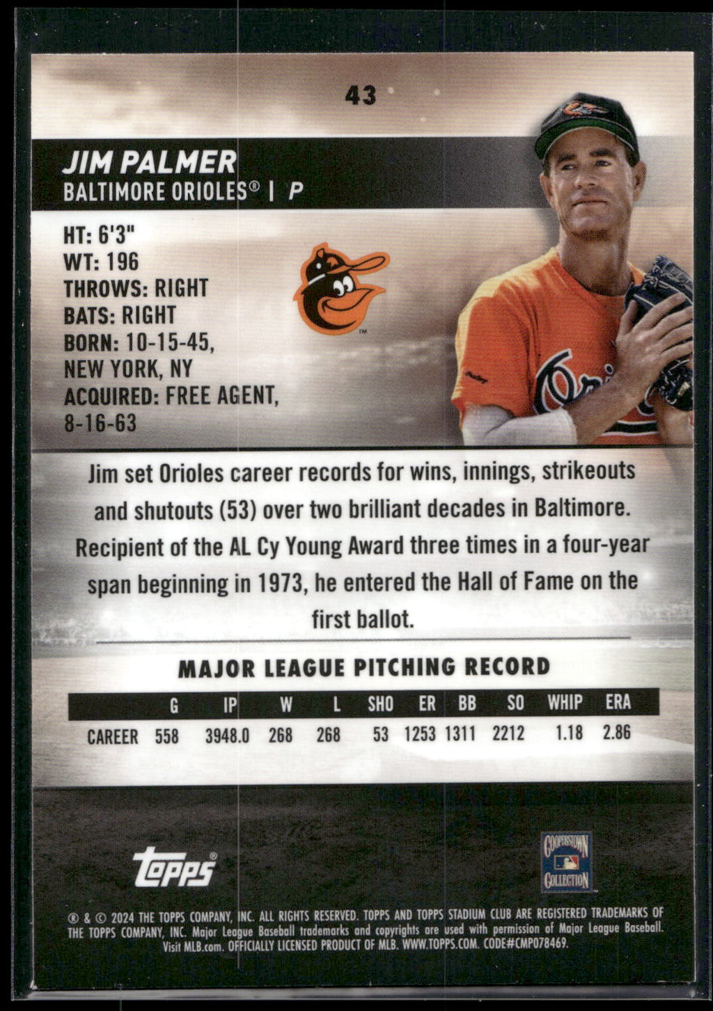 2024 Stadium Club #43 Jim Palmer Chrome
