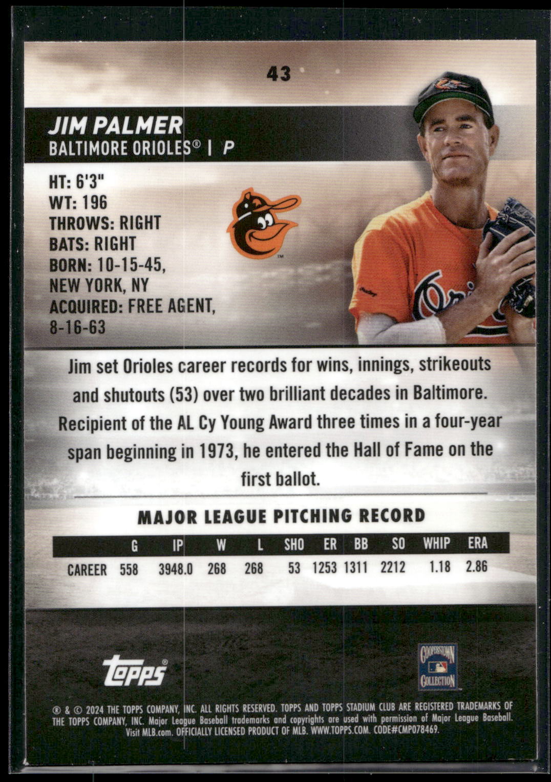 2024 Stadium Club #43 Jim Palmer Chrome
