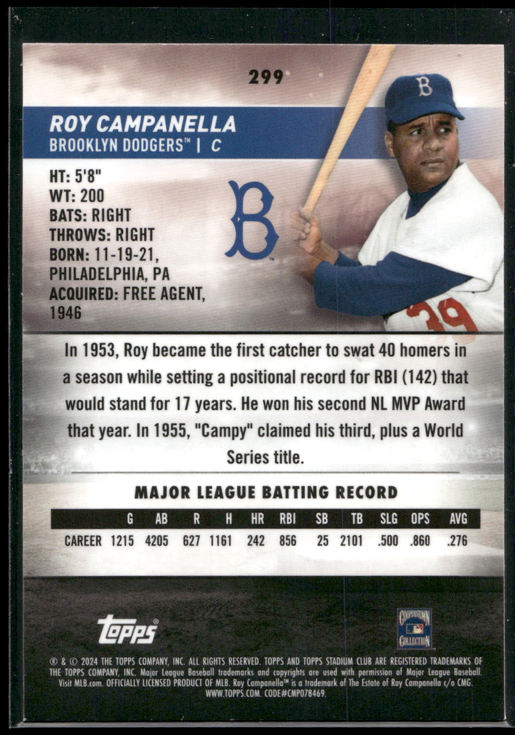 2024 Stadium Club #299 Roy Campanella Chrome