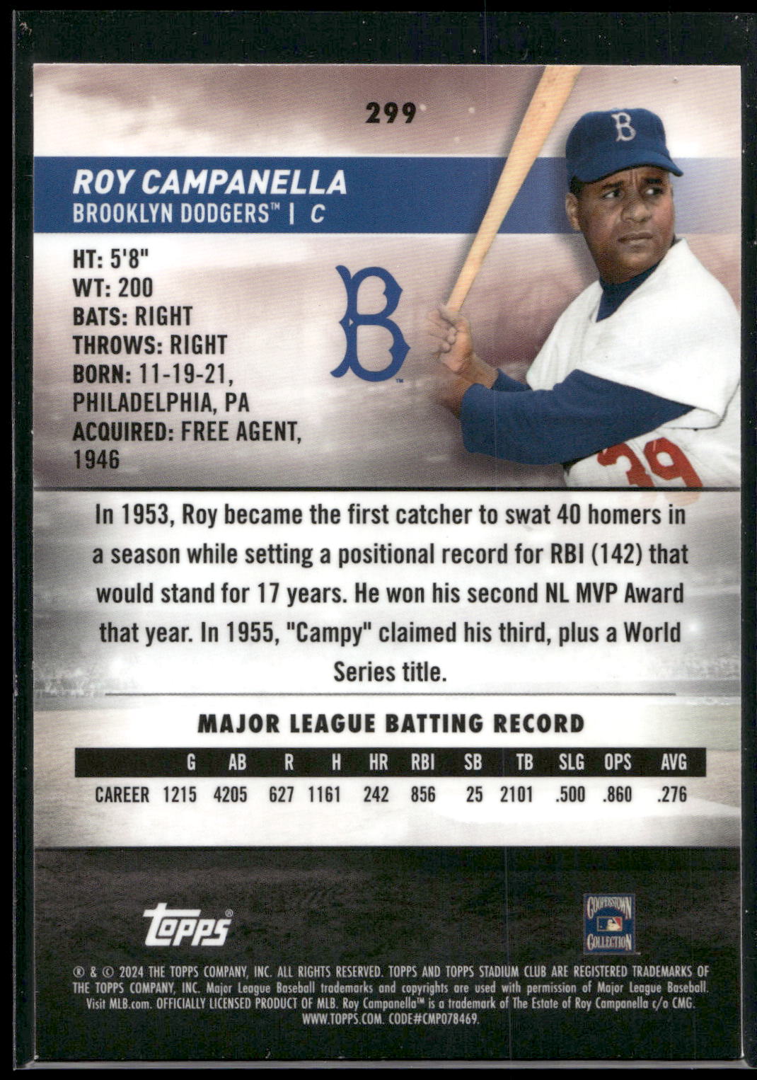2024 Stadium Club #299 Roy Campanella Chrome