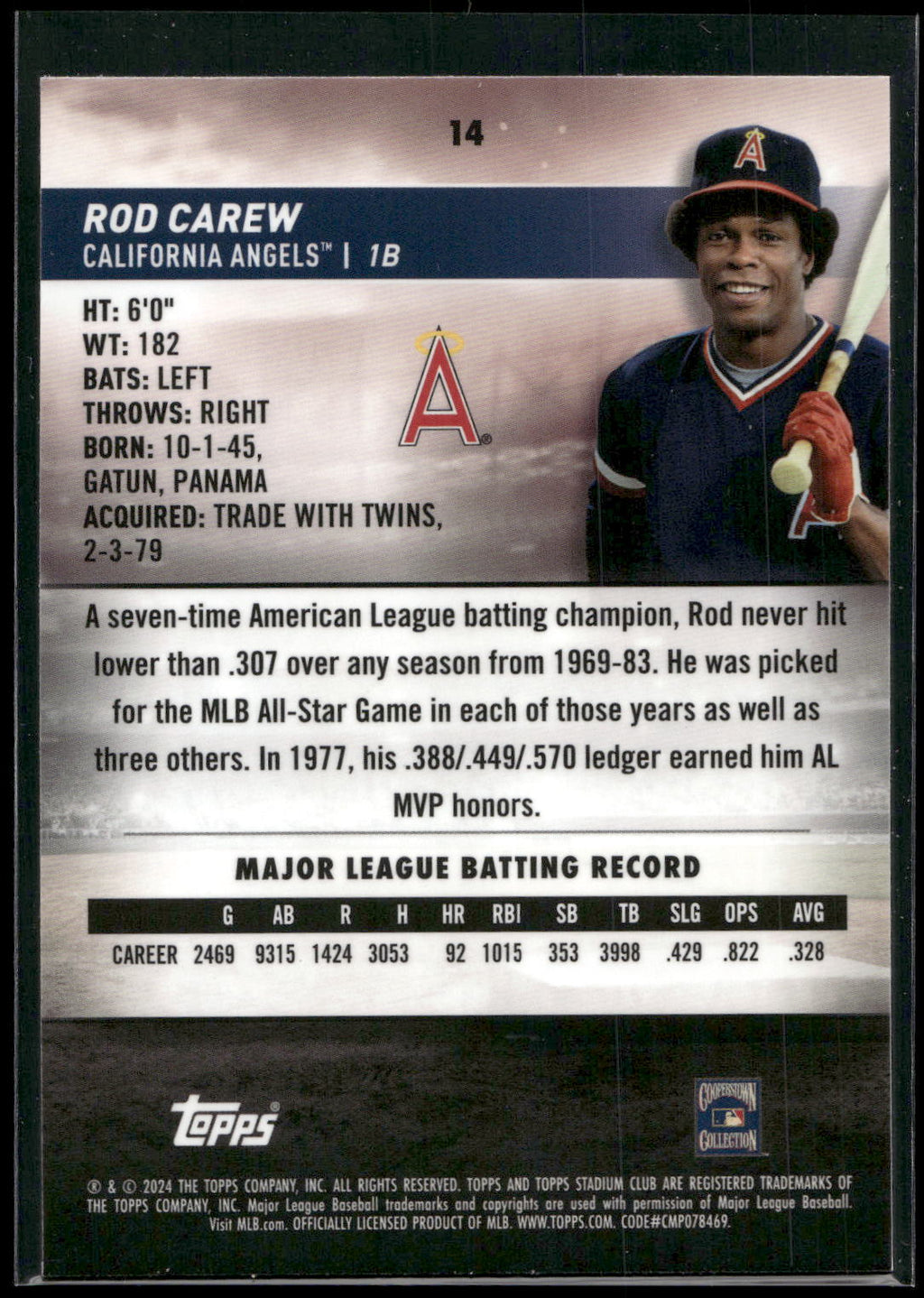 2024 Stadium Club #14 Rod Carew Chrome