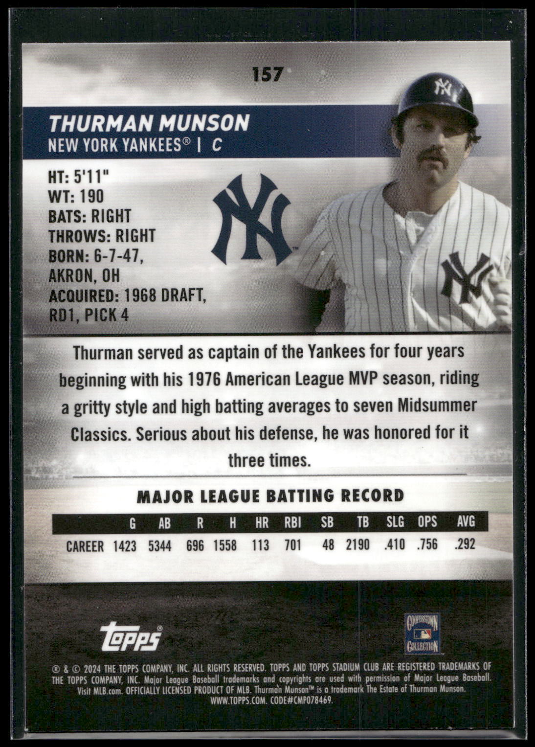 2024 Stadium Club #157 Thurman Munson Chrome