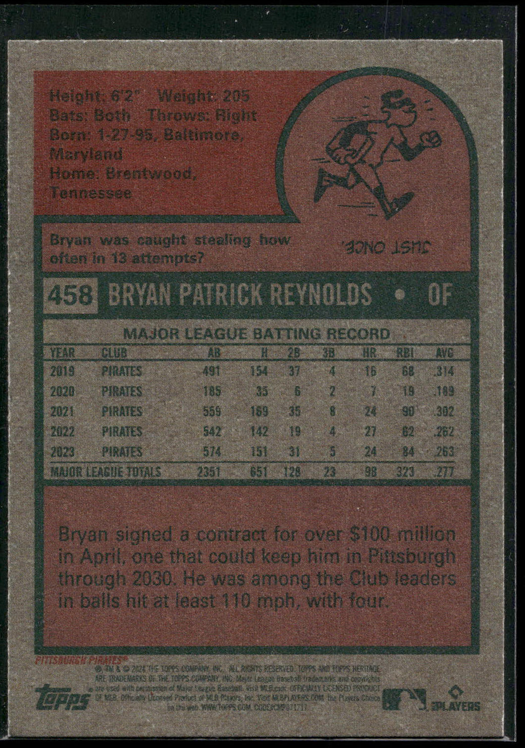 2024 Topps Heritage #458 Bryan Reynolds