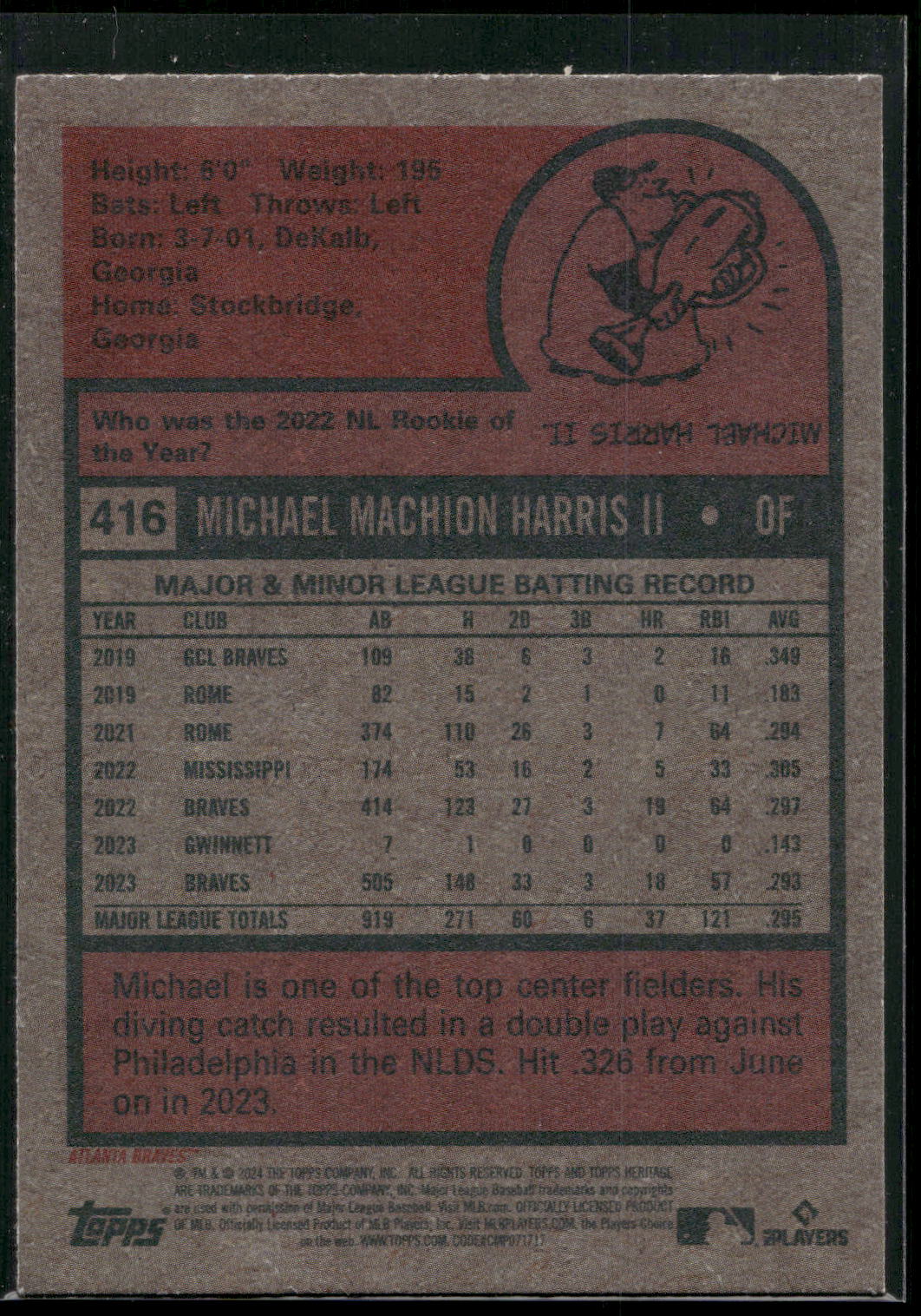 2024 Topps Heritage #416 Michael Harris II