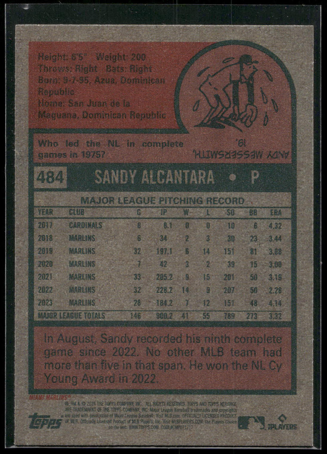 2024 Topps Heritage #484 Sandy Alcantara