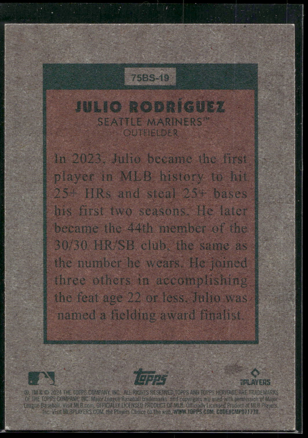 2024 Topps Heritage #75BS-19 Julio Rodríguez 1975 Baseball Sensations