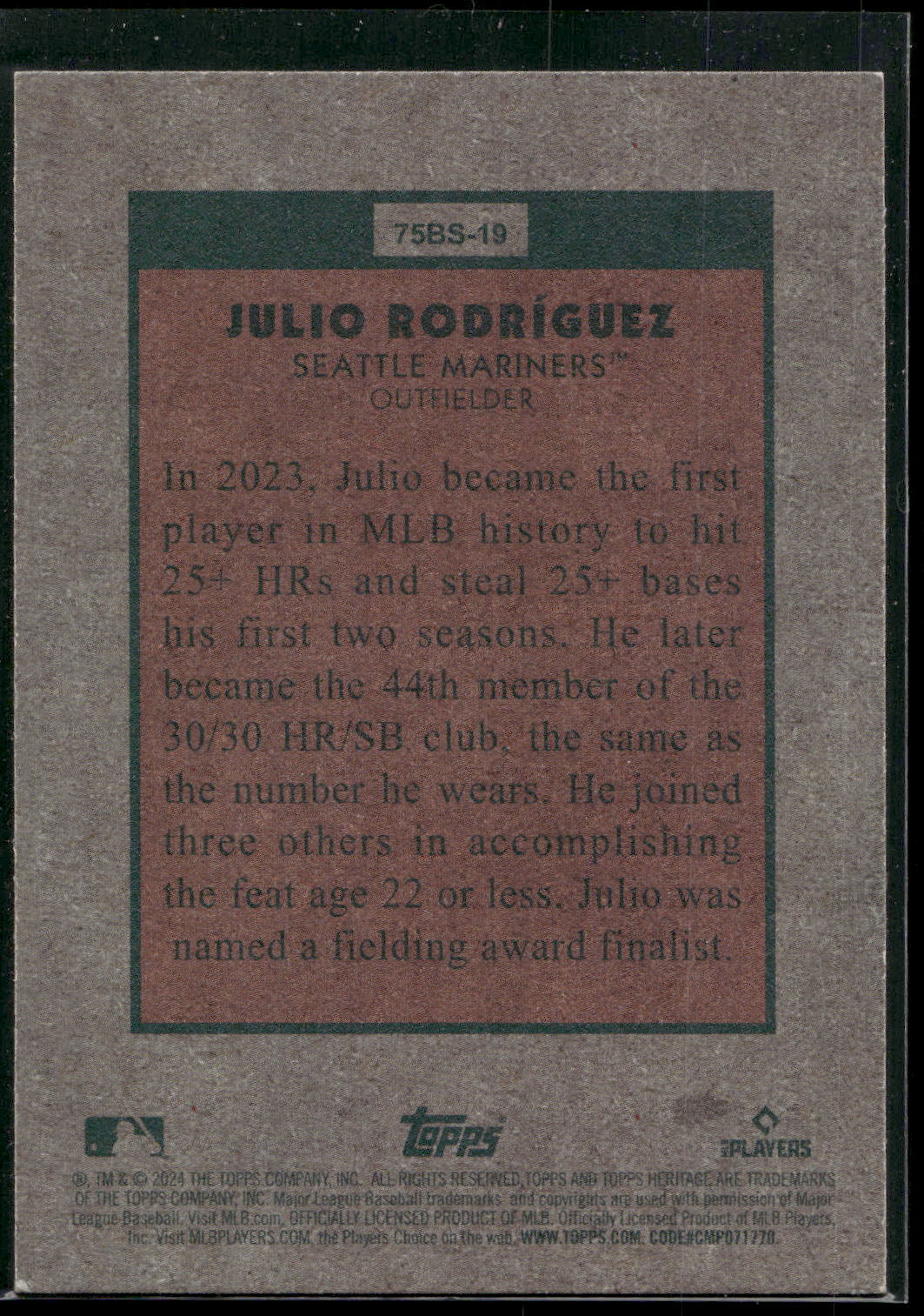 2024 Topps Heritage #75BS-19 Julio Rodríguez 1975 Baseball Sensations