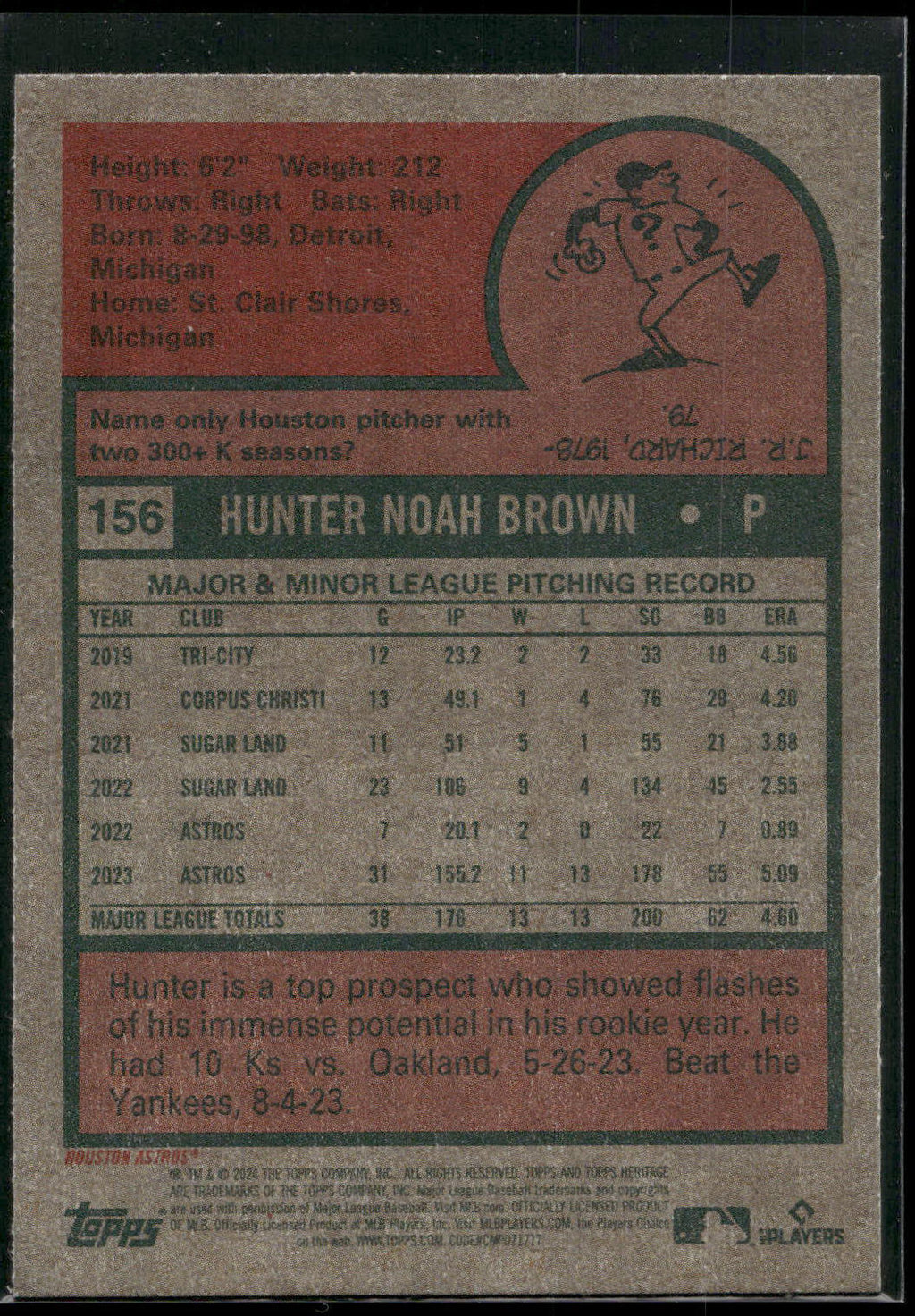 2024 Topps Heritage #156 Hunter Brown