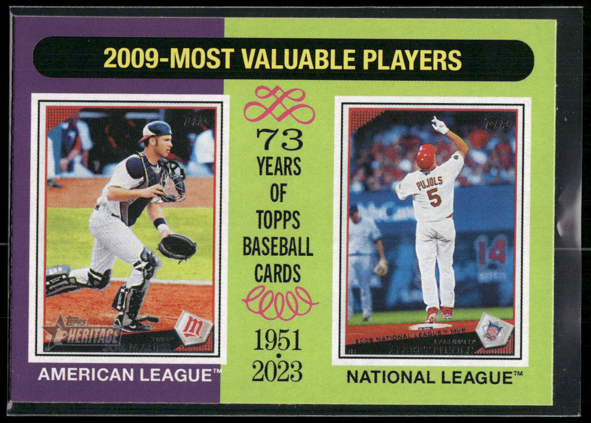 2024 Topps Heritage #205 2009 MVPs (Joe Mauer / Albert Pujols)