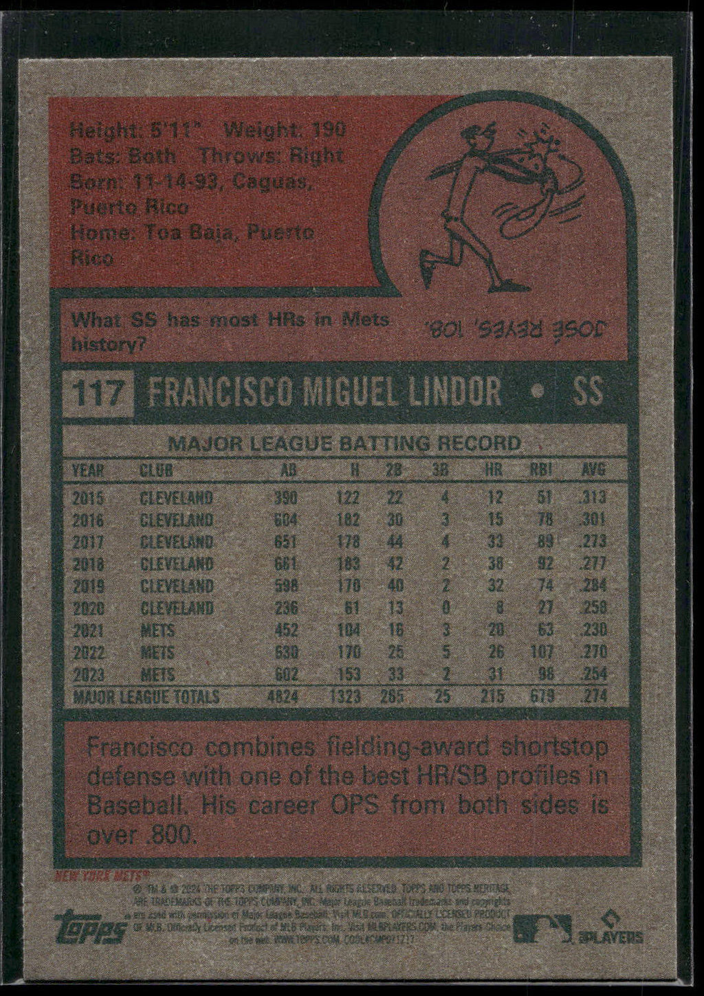 2024 Topps Heritage #117 Francisco Lindor