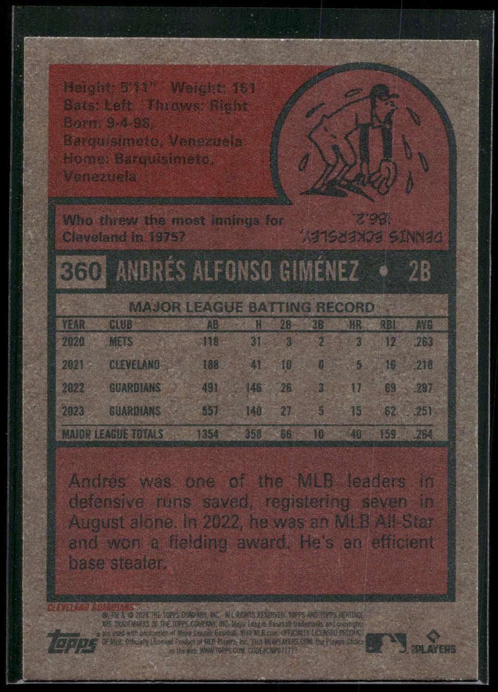 2024 Topps Heritage #360 Andrés Giménez