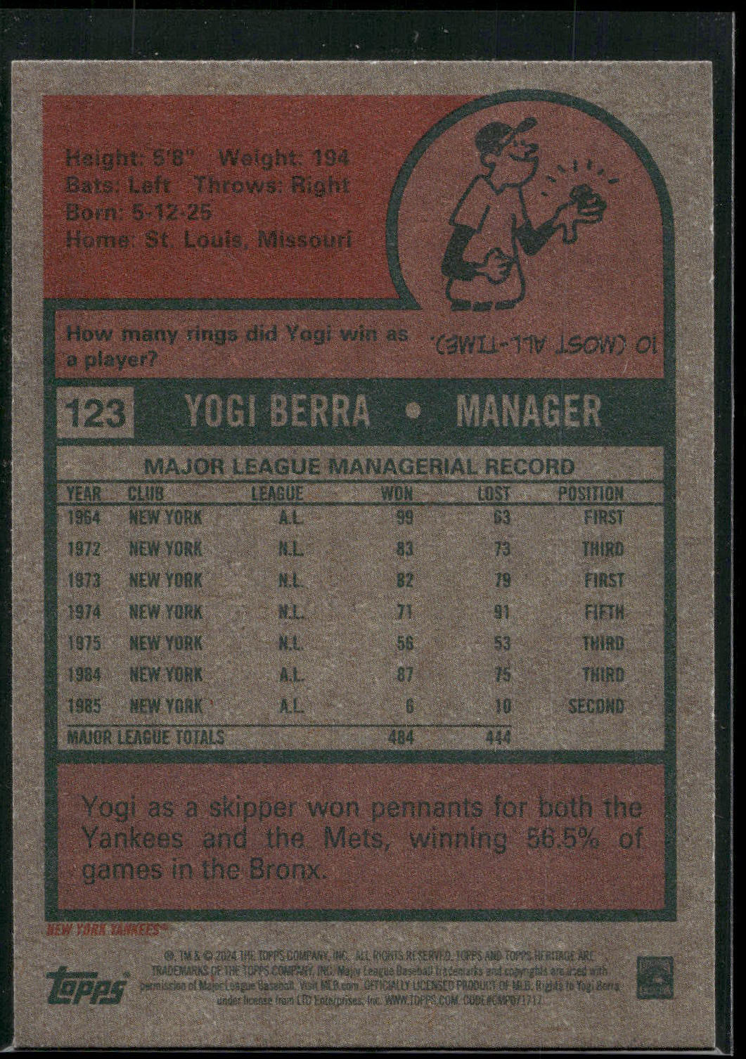2024 Topps Heritage #123 Yogi Berra