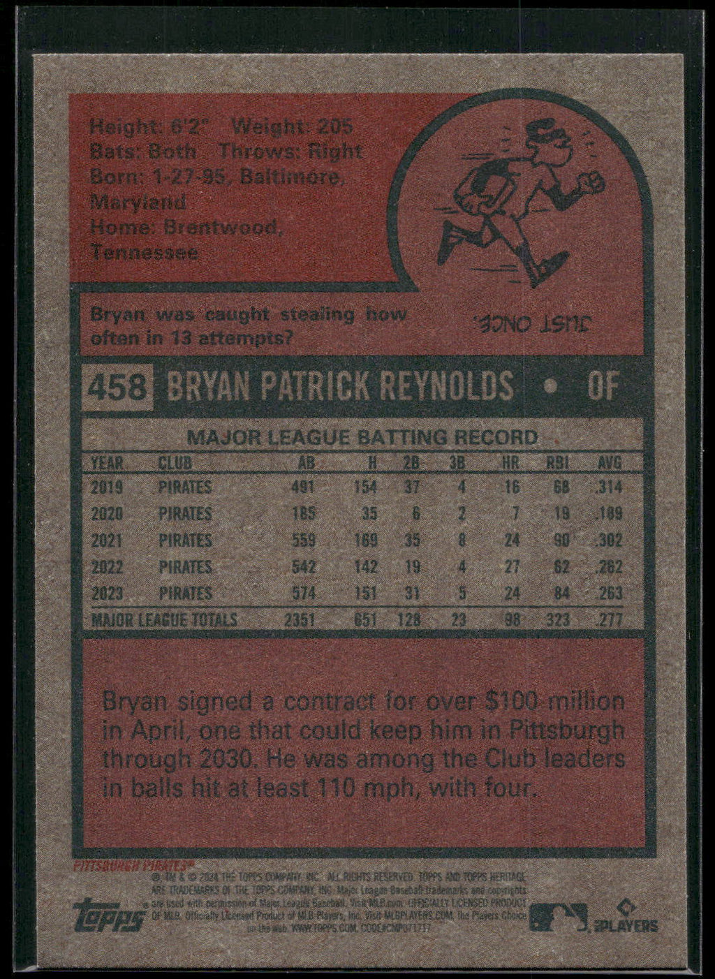 2024 Topps Heritage #458 Bryan Reynolds