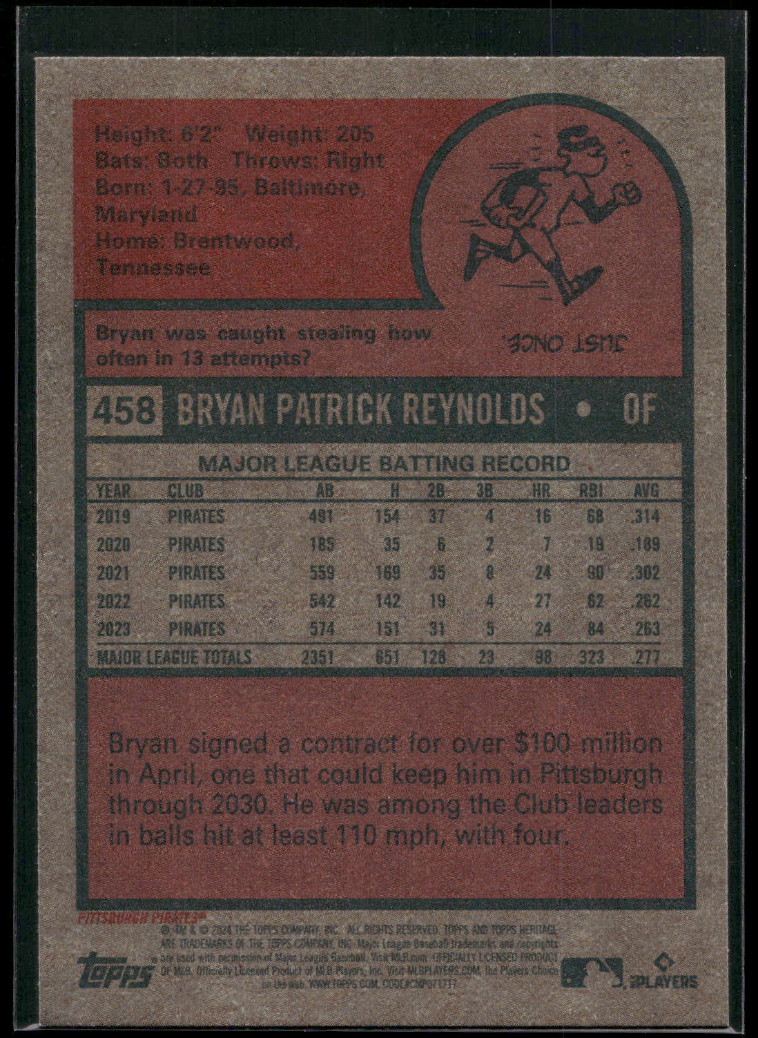 2024 Topps Heritage #458 Bryan Reynolds