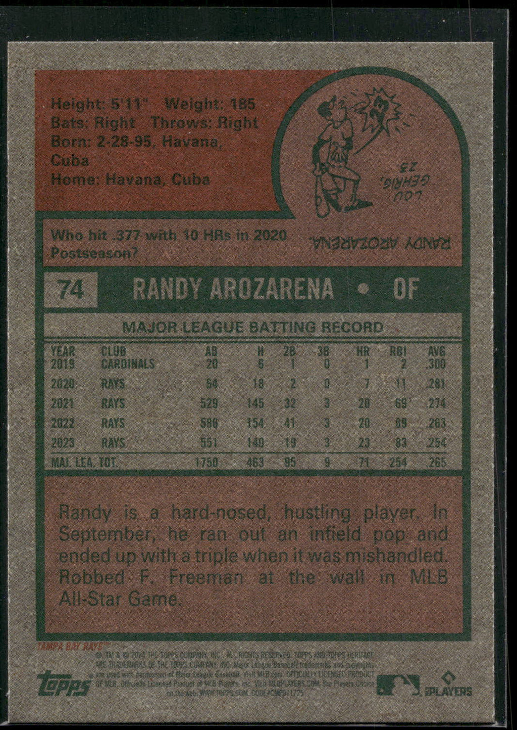 2024 Topps Heritage #74 Randy Arozarena