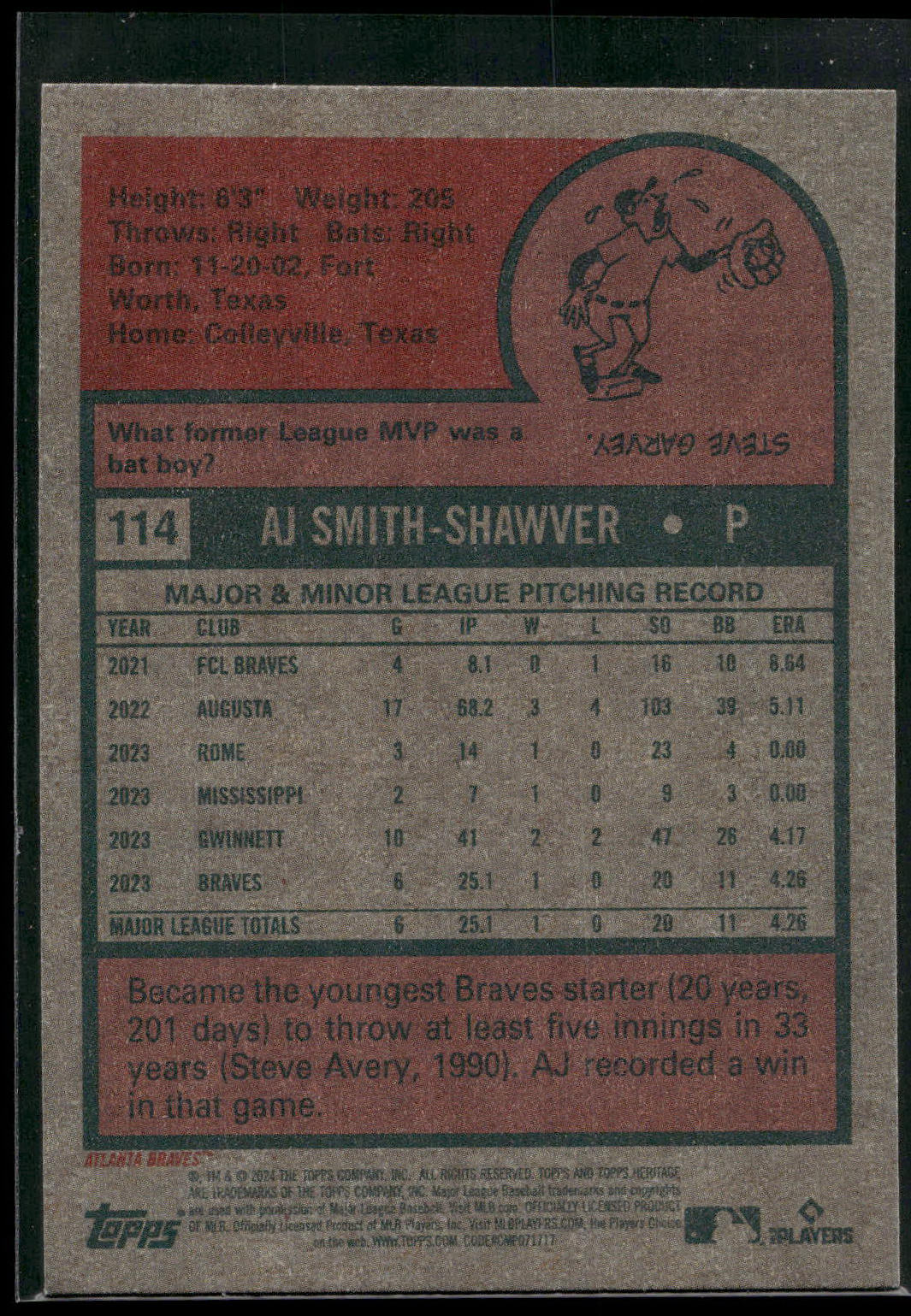 2024 Topps Heritage #114 AJ Smith-Shawver