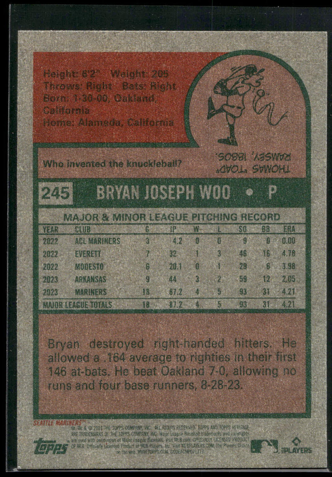 2024 Topps Heritage #245 Bryan Woo
