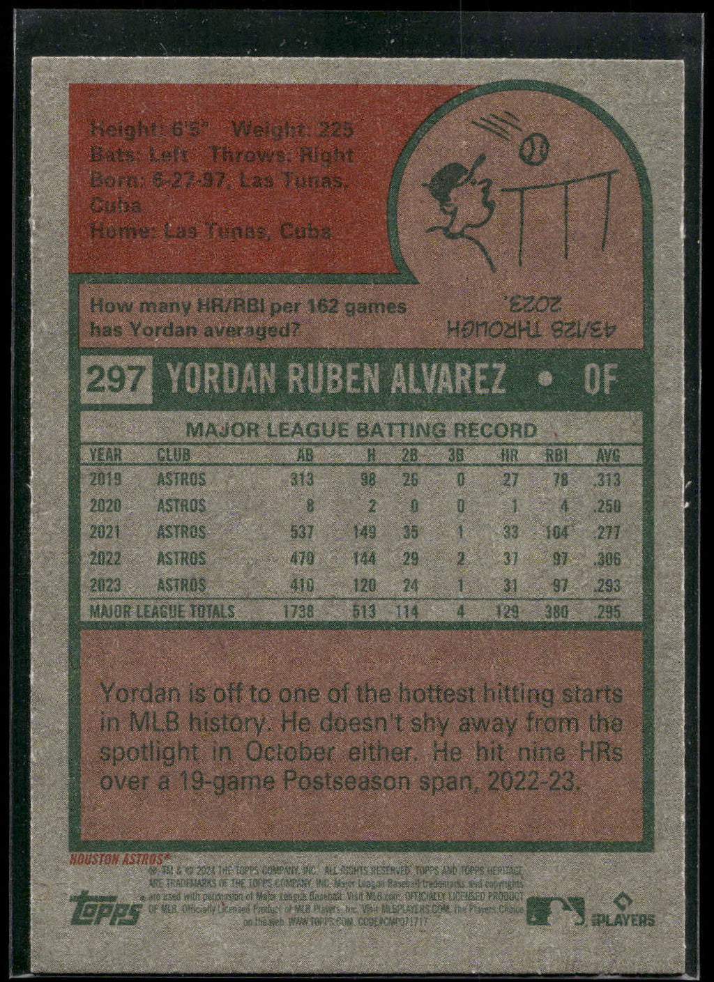 2024 Topps Heritage #297 Yordan Alvarez