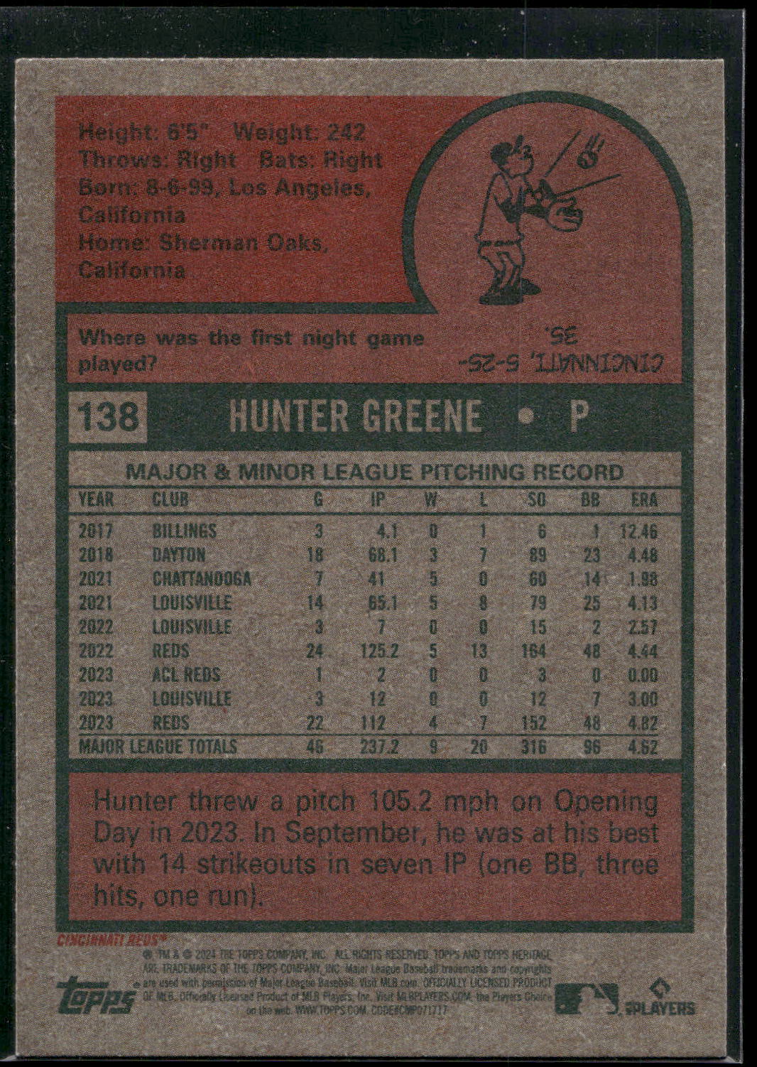 2024 Topps Heritage #138 Hunter Greene