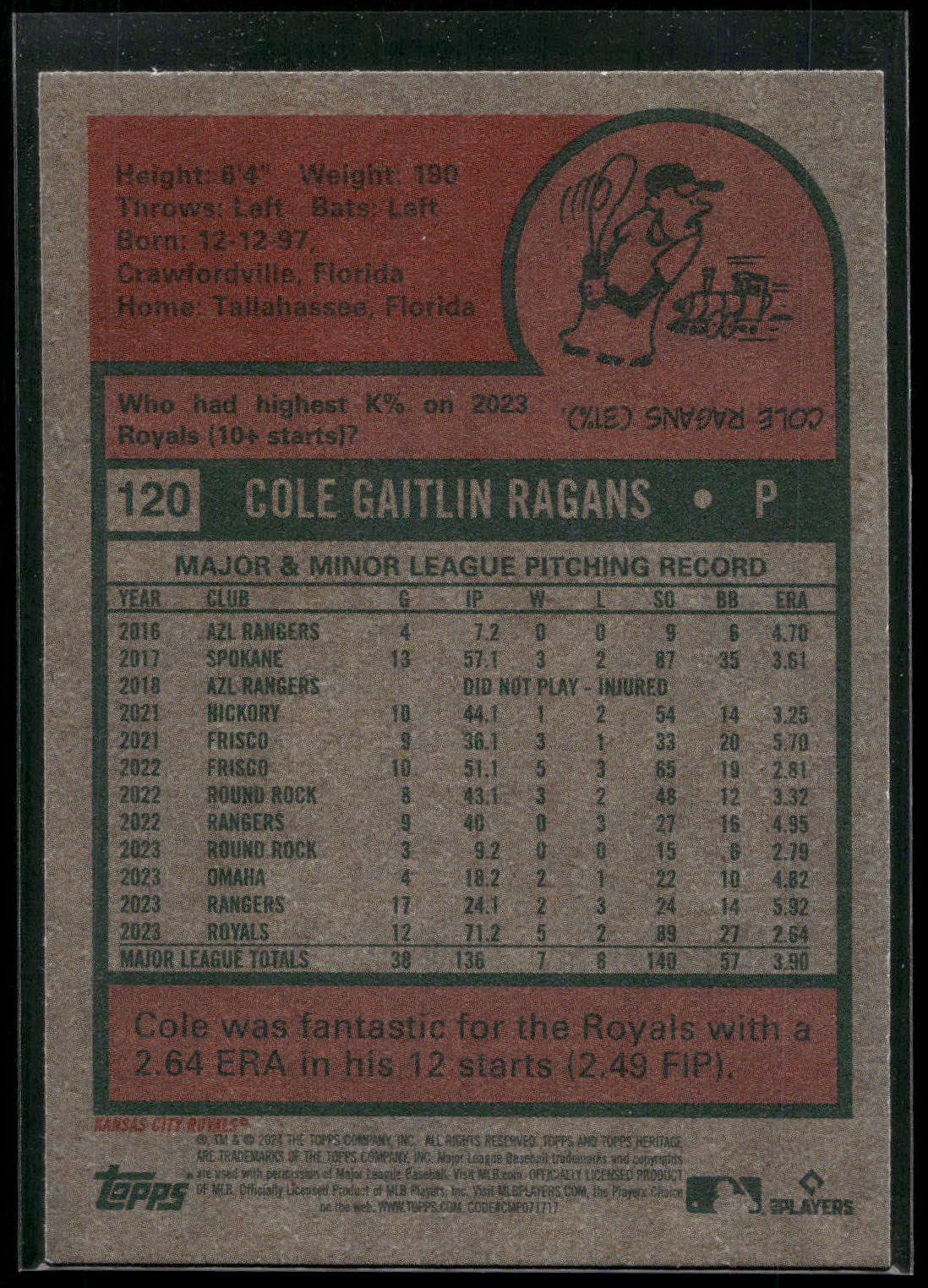 2024 Topps Heritage #120 Cole Ragans
