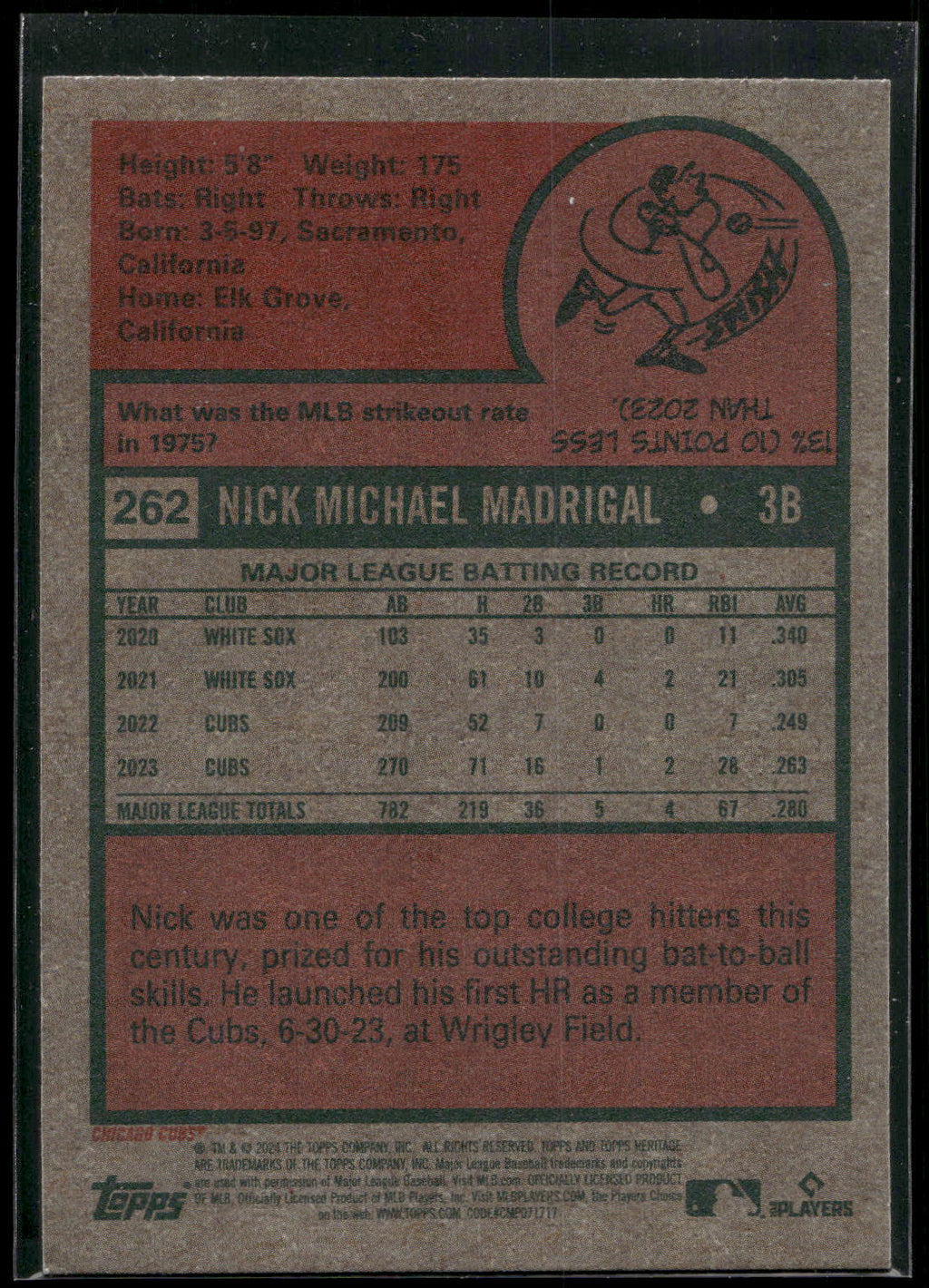 2024 Topps Heritage #262 Nick Madrigal