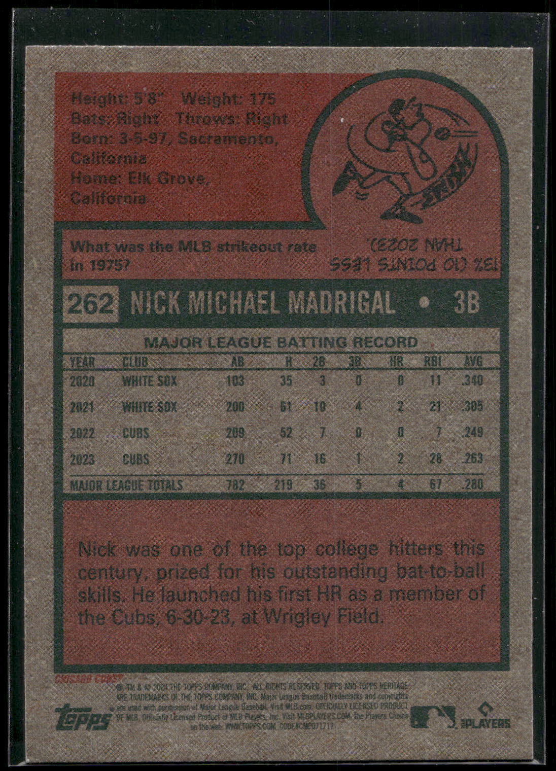 2024 Topps Heritage #262 Nick Madrigal