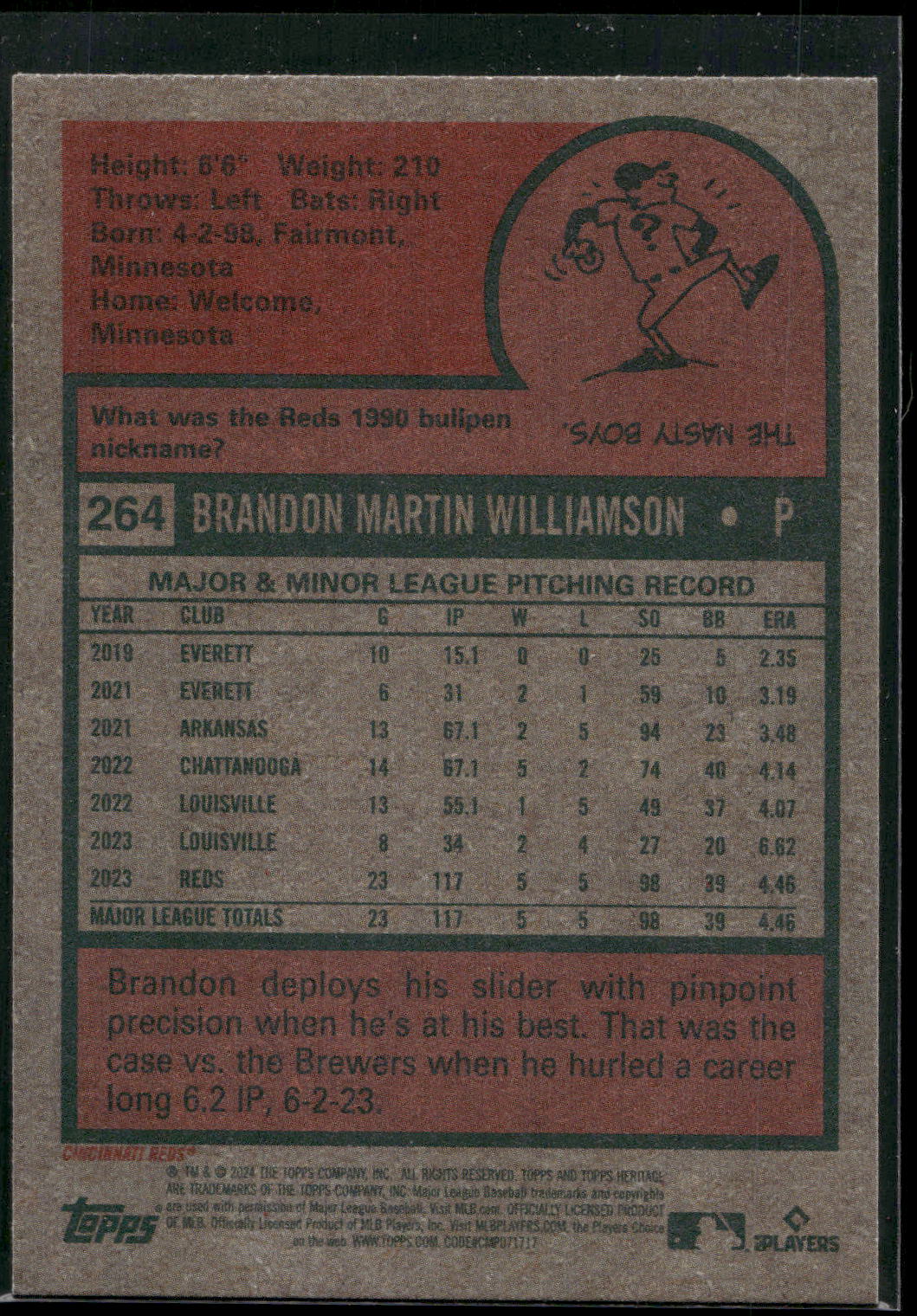 2024 Topps Heritage #264 Brandon Williamson