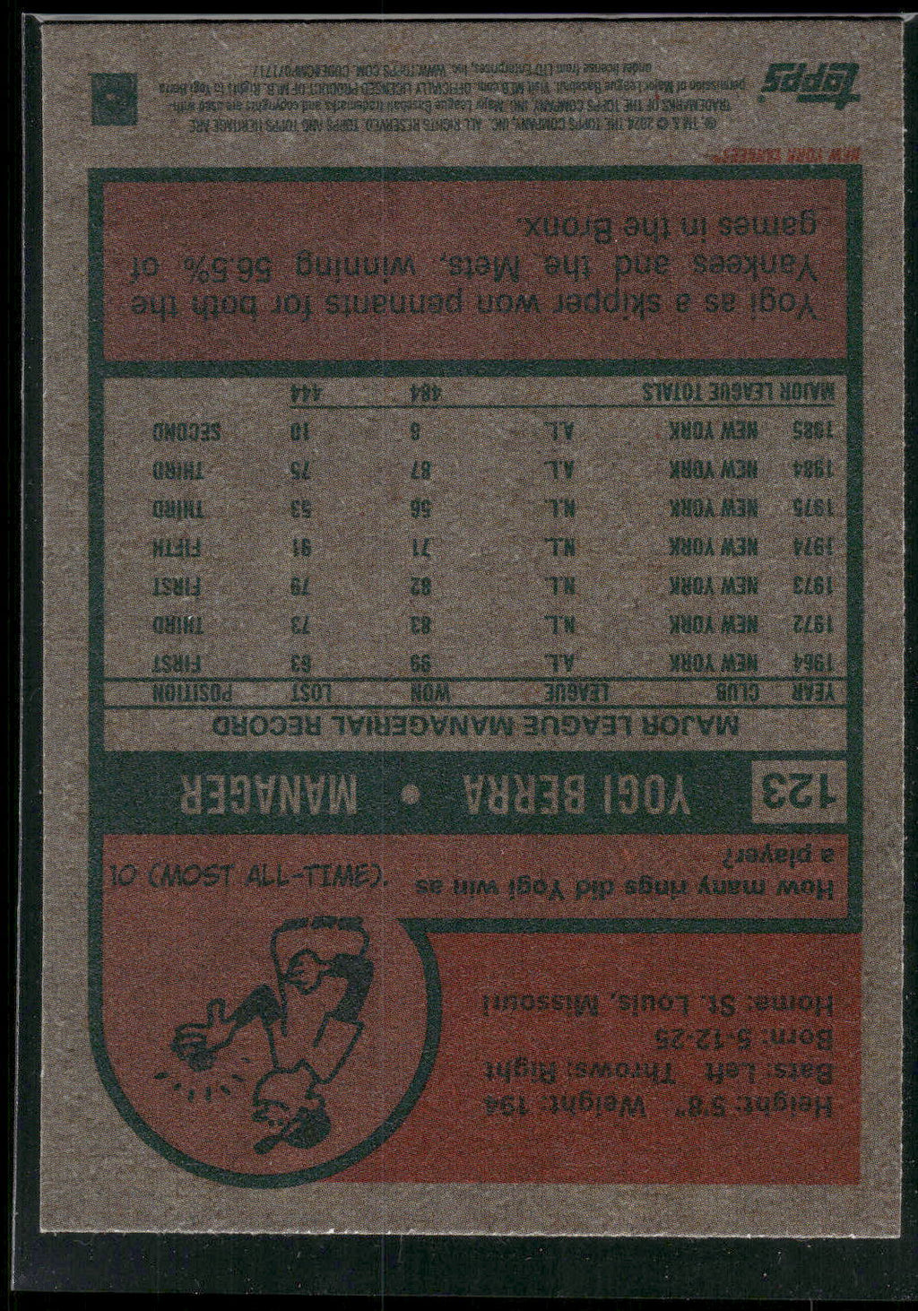 2024 Topps Heritage #123 Yogi Berra