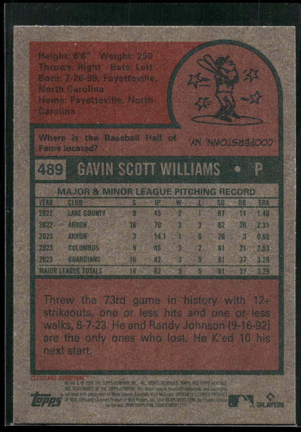 2024 Topps Heritage #489 Gavin Williams