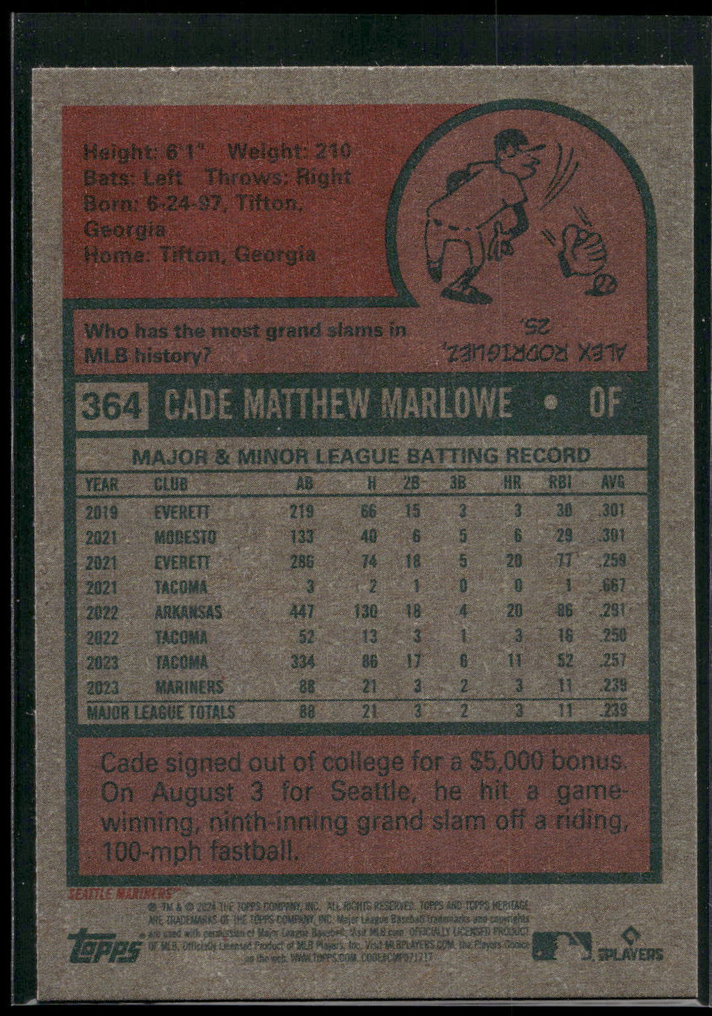 2024 Topps Heritage #364 Cade Marlowe