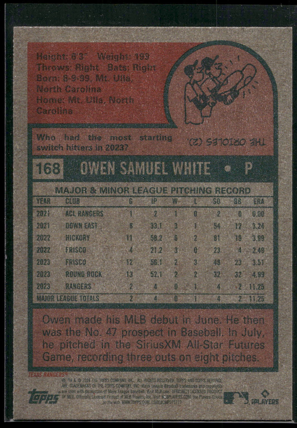 2024 Topps Heritage #168 Owen White