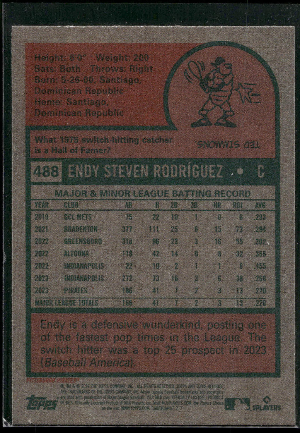 2024 Topps Heritage #488 Endy Rodríguez
