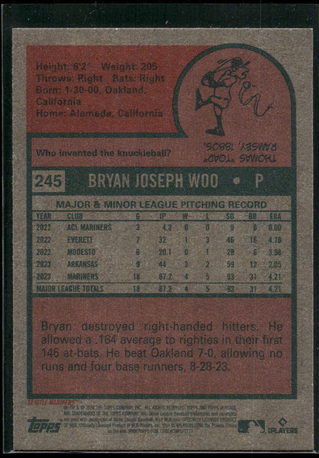 2024 Topps Heritage #245 Bryan Woo