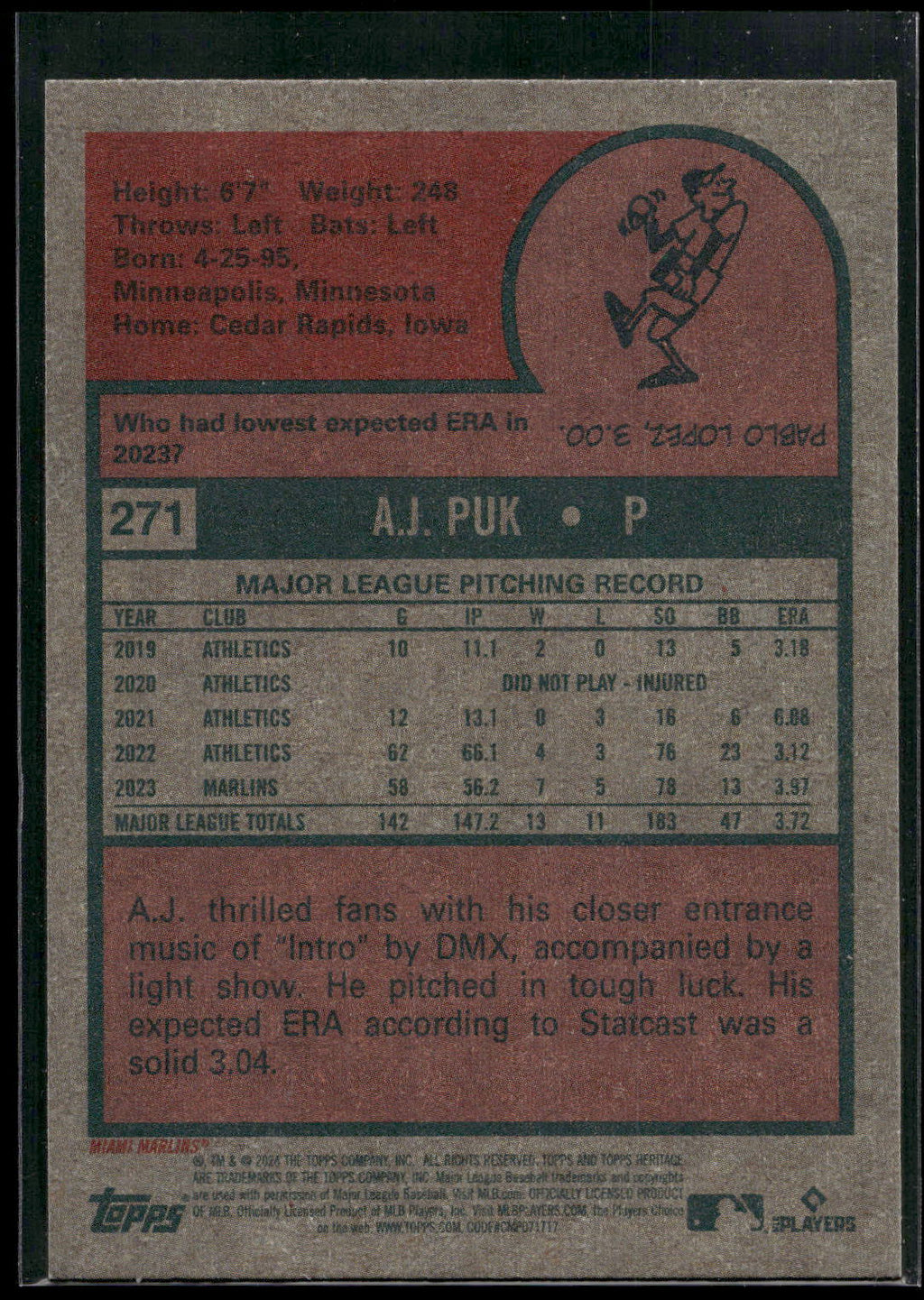 2024 Topps Heritage #271 A.J. Puk