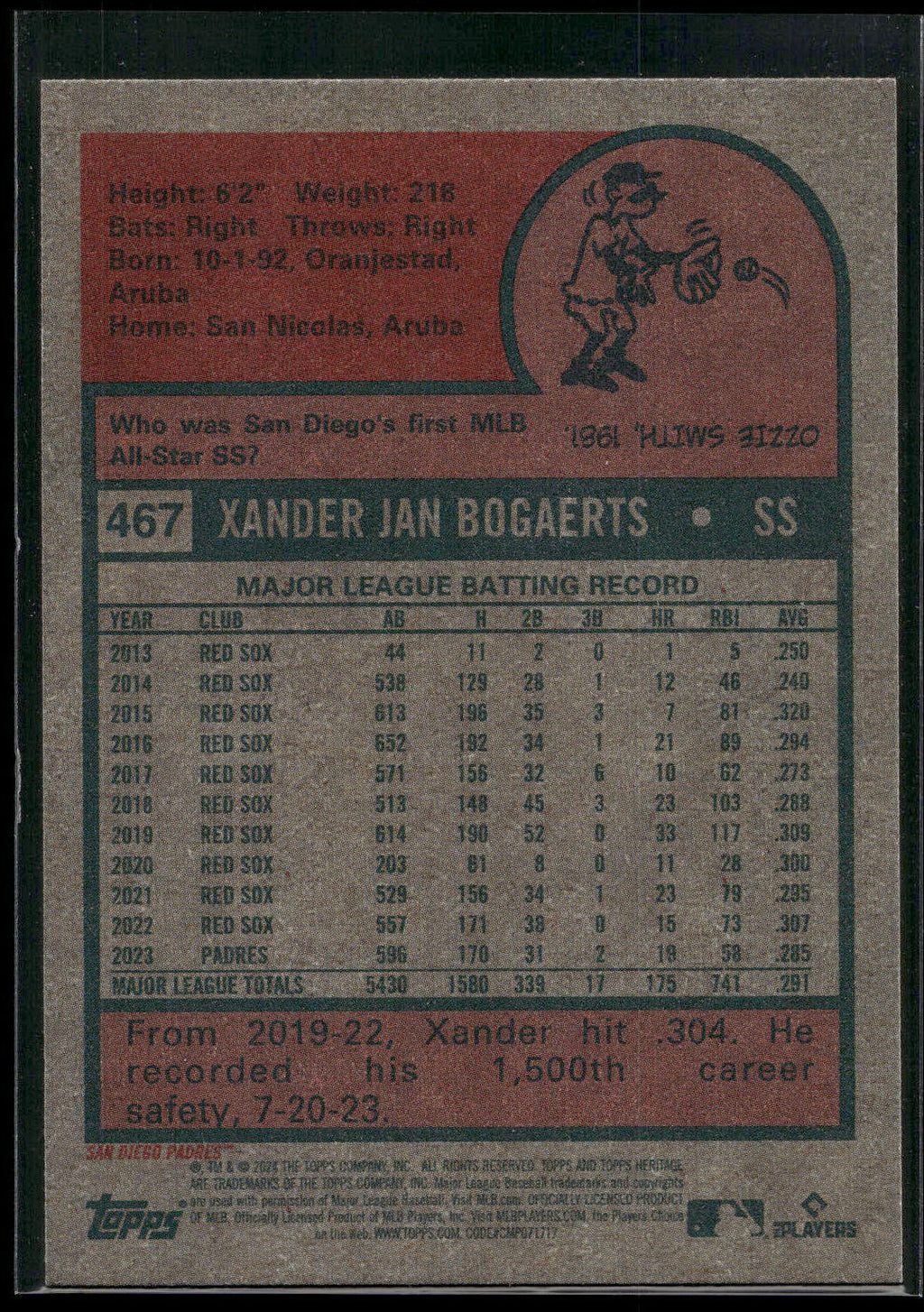2024 Topps Heritage #467 Xander Bogaerts