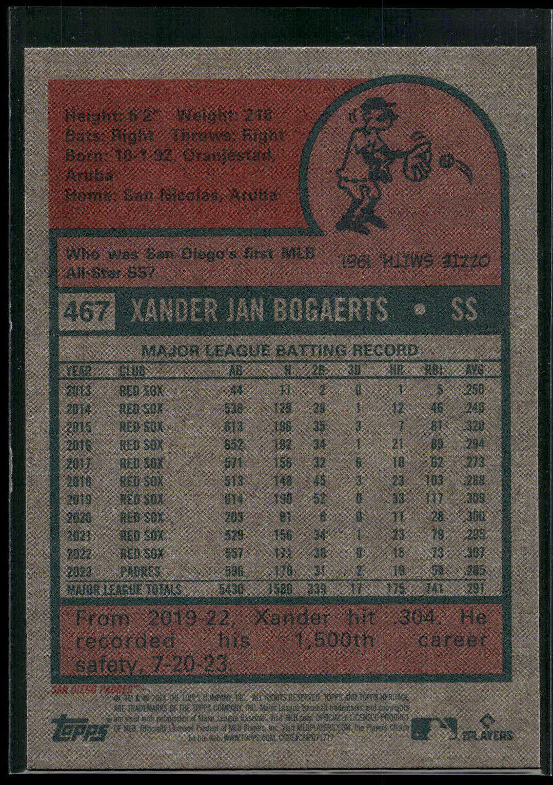 2024 Topps Heritage #467 Xander Bogaerts