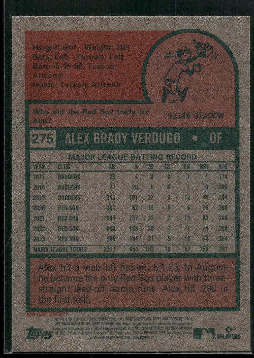 2024 Topps Heritage #275 Alex Verdugo
