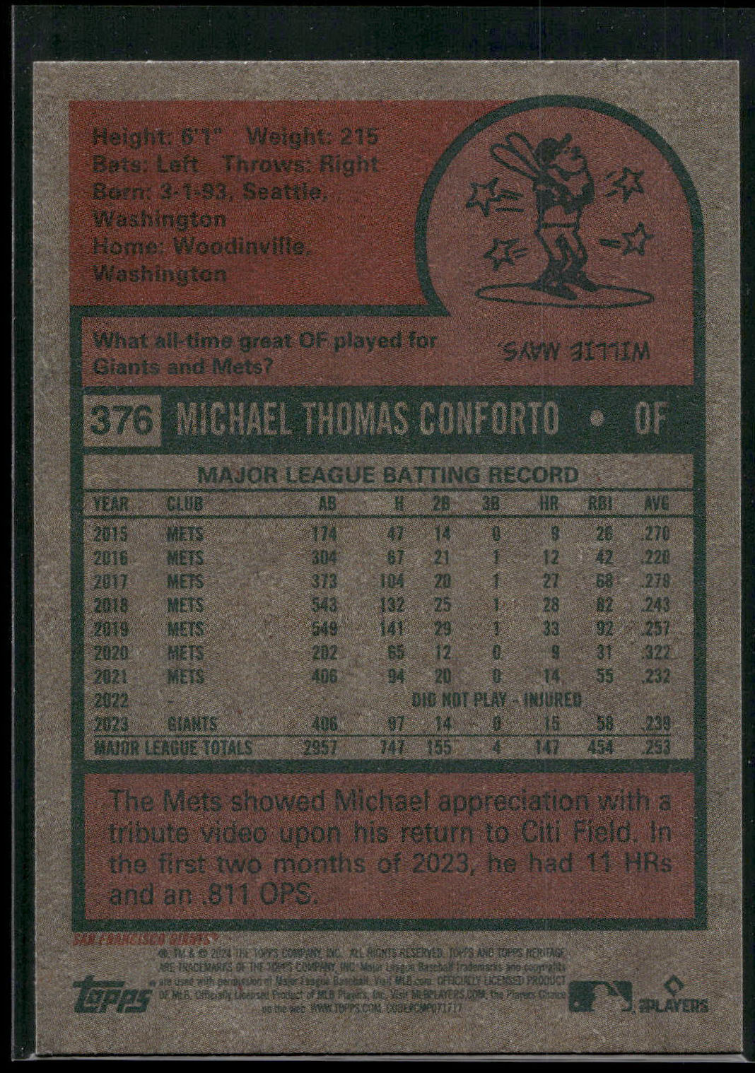 2024 Topps Heritage #376 Michael Conforto
