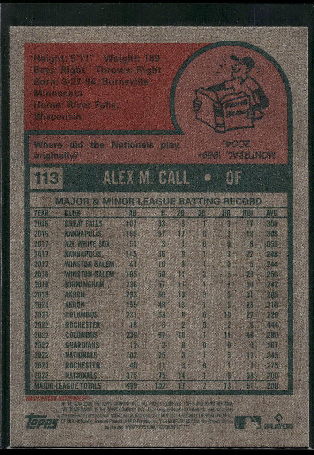 2024 Topps Heritage #113 Alex Call