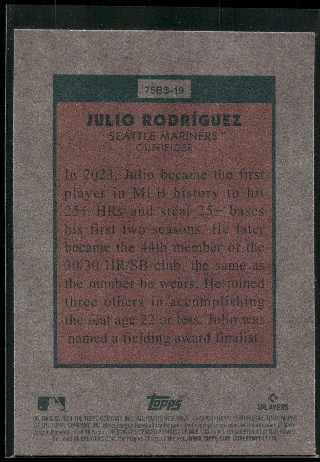 2024 Topps Heritage #75BS-19 Julio Rodríguez 1975 Baseball Sensations