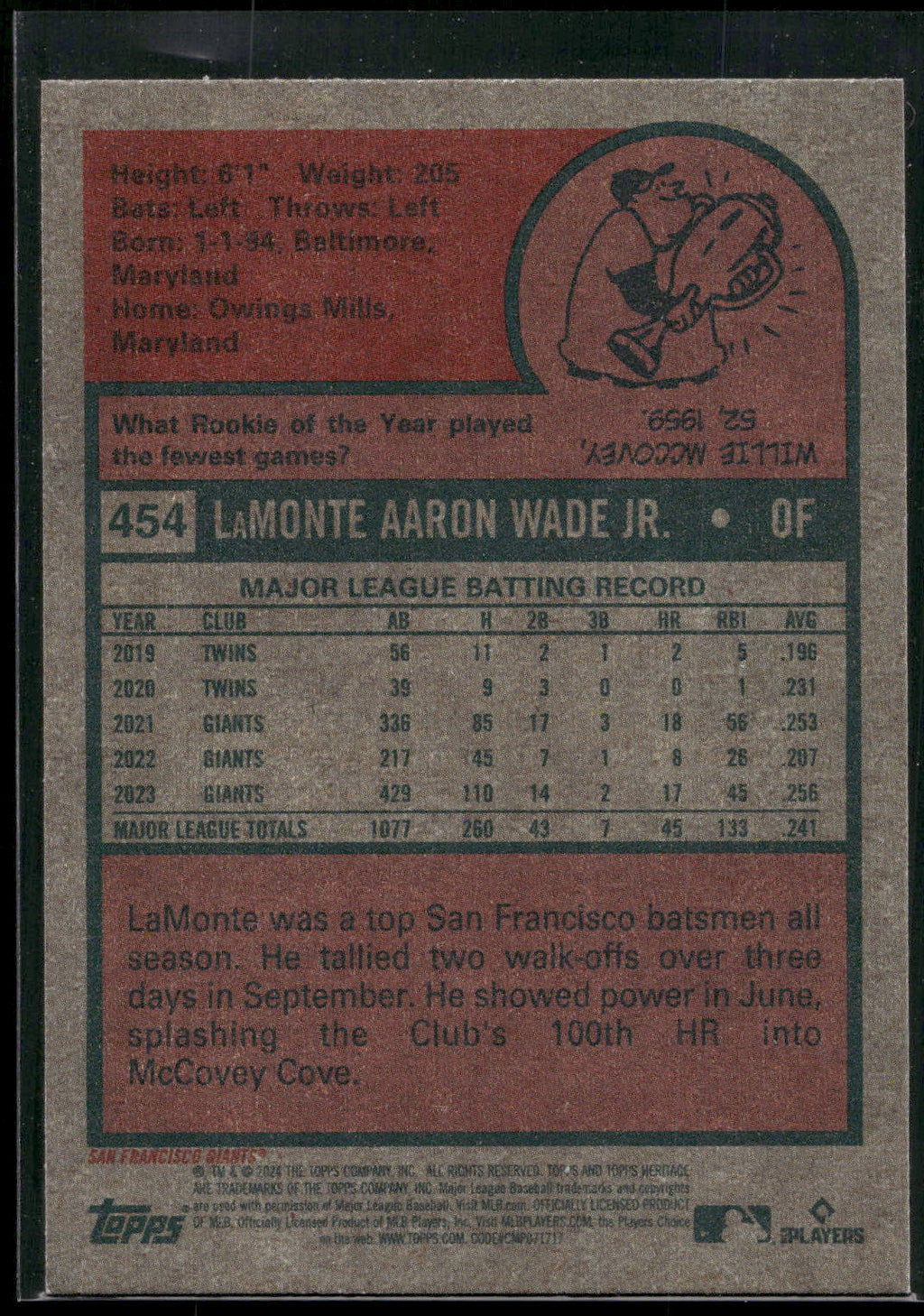 2024 Topps Heritage #454 LaMonte Wade Jr.